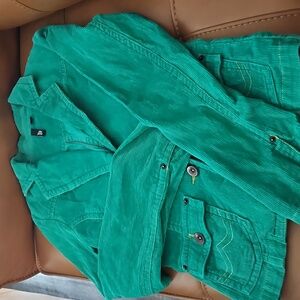 Corduroy Macy's CoffeeShop Green Jacket Size S
